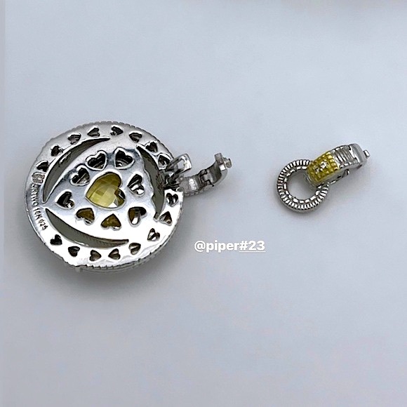 RARE Judith Ripka JR TWO Canary Crystal & Diamond Pendant Enhancer with Xtras - Picture 8 of 11